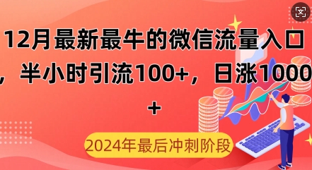 12月最新最牛的微信流量入口，半小时引流100+创业粉，日涨粉1000+