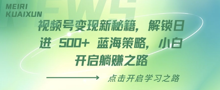 视频号变现新秘籍，解锁日进 5张 蓝海策略，小白开启躺Z之路