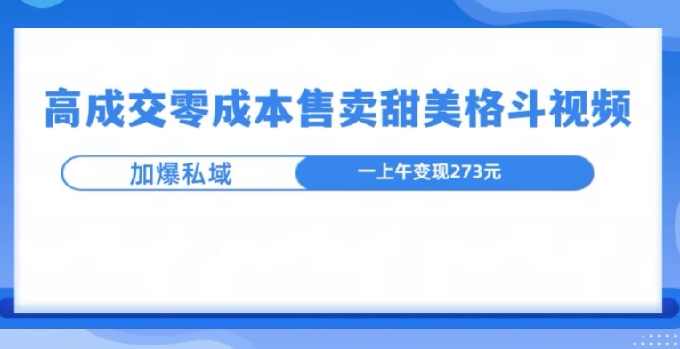 高成交零成本，售卖甜妹格斗视频，可以实现日入过k