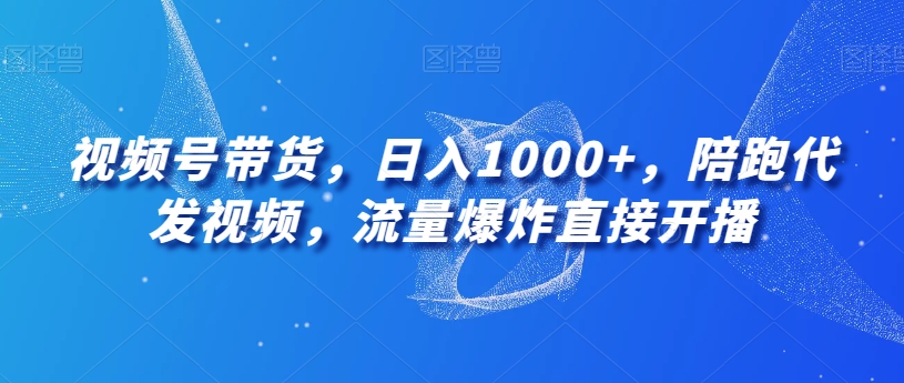 视频号带货，日入1000+，陪跑代发视频，流量爆炸直接开播|云雀资源分享