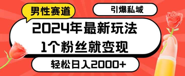 2024年最新男性赛道玩法，引爆私域流量，1个粉丝就变现，轻松日入2000+|云雀资源分享