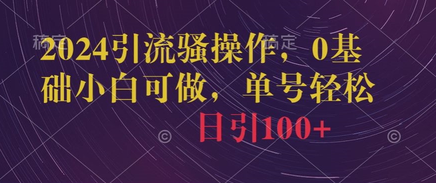 2024引流骚操作，0基础小白可做，单号轻松日引100+|云雀资源分享