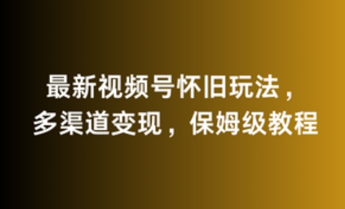 最新视频号怀旧玩法，多渠道变现，保姆级教程|云雀资源分享