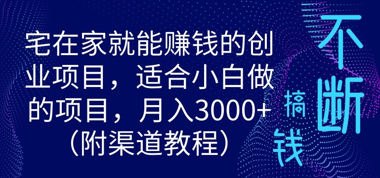 宅在家就能赚钱的创业项目，适合小白做的项目，月入3000|云雀资源分享