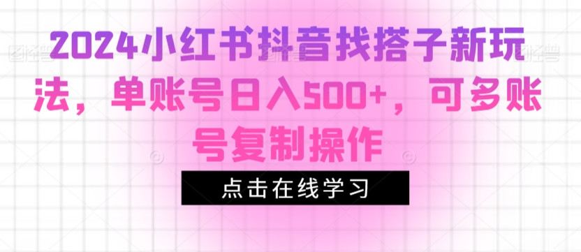 2024小红书抖音找搭子新玩法，单账号日入500+，可多账号复制操作|云雀资源分享