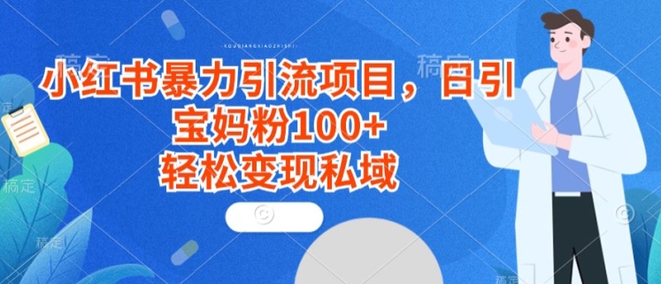 小红书暴力引流项目，日引宝妈粉100+，轻松变现私域|云雀资源分享