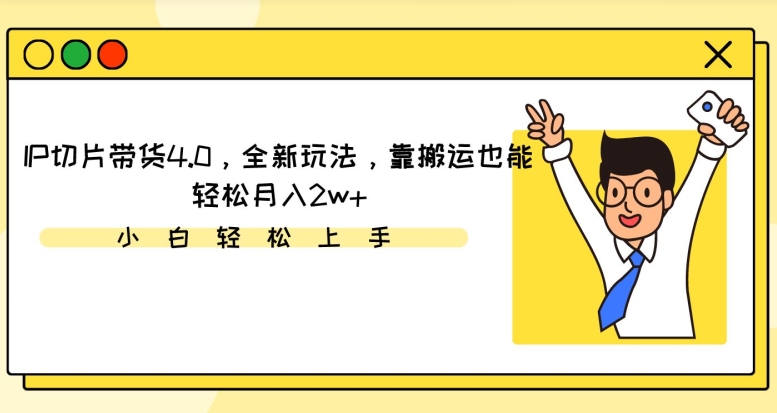 IP切片带货4.0，全新玩法，靠搬运也能轻松月入2w+|云雀资源分享