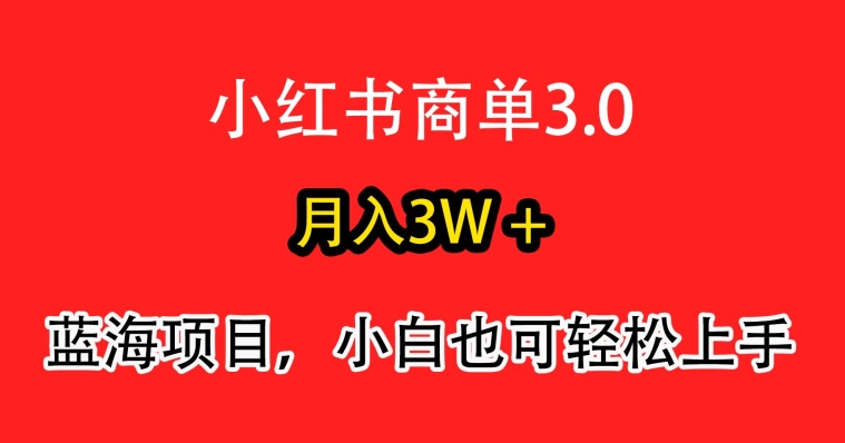 小红书商单3.0，月入3w+，蓝海项目，小白轻松上手|云雀资源分享