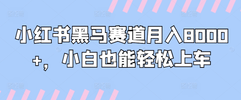 小红书黑马赛道月入8000+，小白也能轻松上车|云雀资源分享