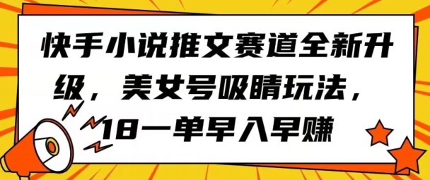 快手小说推文赛道全新升级，美女号吸睛玩法，18一单早入早赚|云雀资源分享