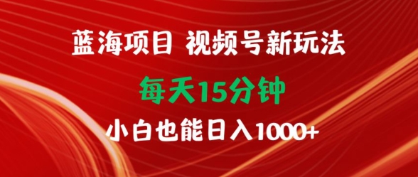 蓝海项目，视频号新玩法，每天15分钟，小白也能日入1000+|云雀资源分享