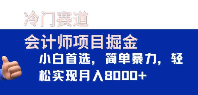 冷门赛道，会计师项目掘金，小白首选，简单暴力，轻松实现月入8000+|云雀资源分享