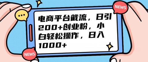 电商平台截流日引200+创业粉，小白轻松操作，日入1000+|云雀资源分享