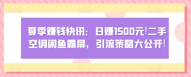 夏季赚钱快讯：日赚1500元，二手空调闲鱼霸屏，引流策略大公开!|云雀资源分享