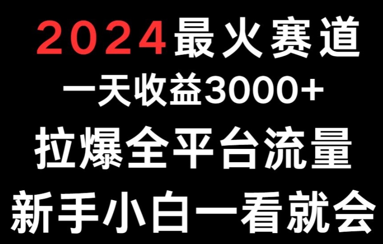 2024最火赛道一天收益3000+拉爆全平台流量新手小白一看就会|云雀资源分享