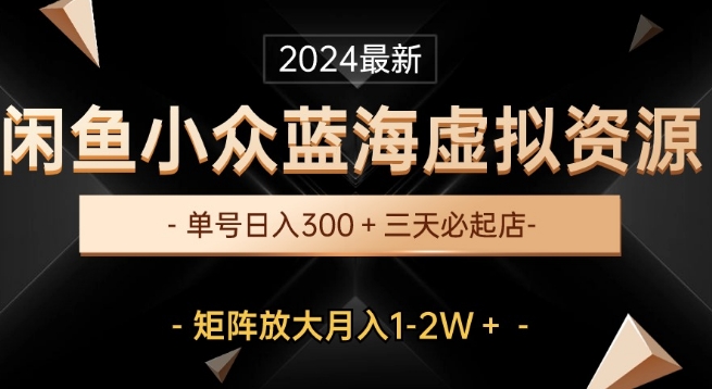 最新闲鱼小众蓝海虚拟资源，单号日入300+，三天必起店，矩阵放大月入1-2W|云雀资源分享