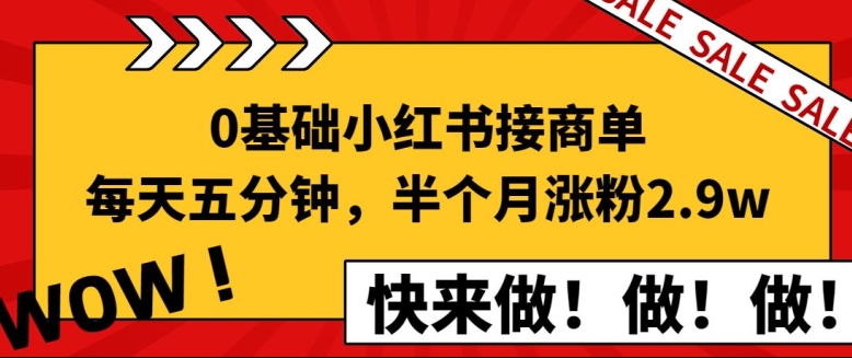 0基础小红书接商单，每天五分钟，15天涨粉2.9w新手攻略|云雀资源分享