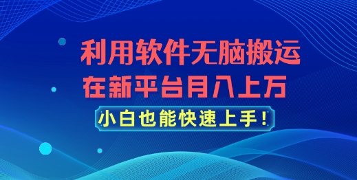 利用软件无脑搬运，在新平台月入上万，小白也能快速上手|云雀资源分享