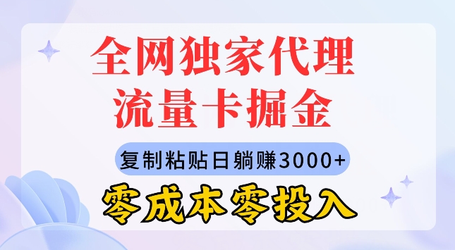 全网独家代理流量卡掘金，复制粘贴，零成本零投入，新手小白有手就行|云雀资源分享