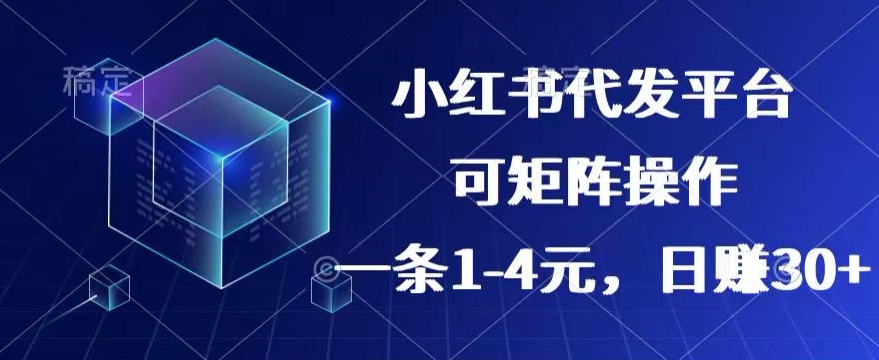 【小红书+抖音】代发平台，一条1~4元，日赚30+的靠谱小项目，可矩阵操作|云雀资源分享