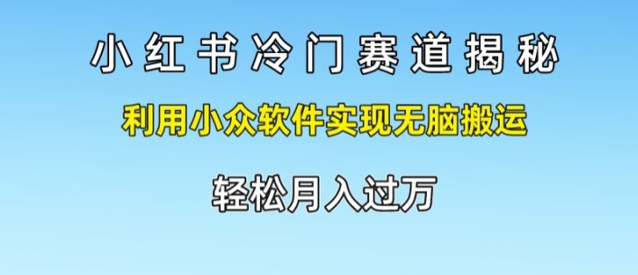 小红书冷门赛道揭秘，利用小众软件实现无脑搬运，轻松月入过万|云雀资源分享