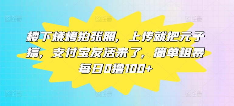 楼下烧烤拍张照，上传就把元子搞，支付宝友活来了，简单粗暴每日0撸100+|云雀资源分享