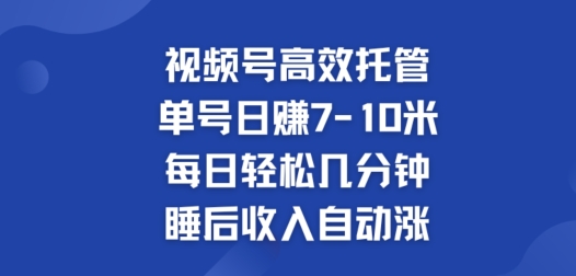 视频号高效托管，单号日赚7-10米，每日轻松几分钟，睡后收入自动涨|云雀资源分享