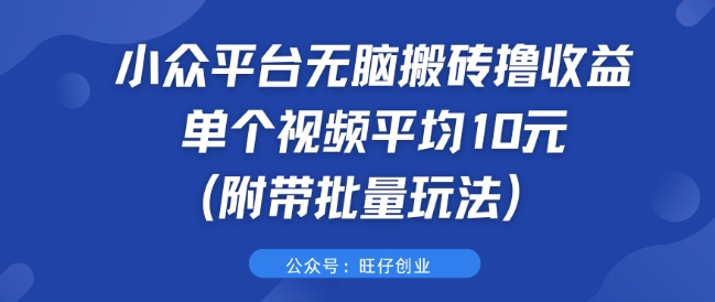 小众平台无脑搬砖撸收益 单个视频平均10元 (附带批量玩法)|云雀资源分享