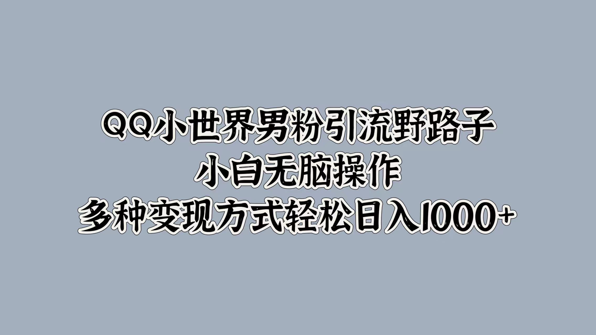 QQ小世界男粉引流野路子，小白无脑操作，多种变现方式|云雀资源分享