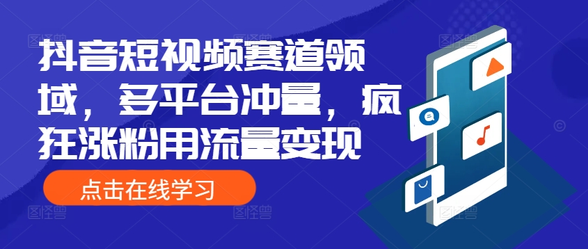 抖音短视频赛道领域，多平台冲量，疯狂涨粉用流量变现|云雀资源分享