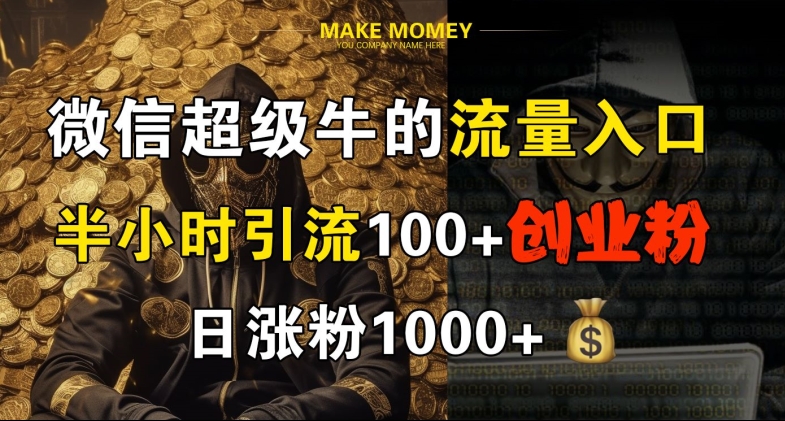 微信超级牛的流量入口，半小时引流100+创业粉，日涨粉1000+|云雀资源分享