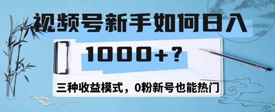 视频号新手如何日入1k？三种收益模式，0粉新号也能热门|云雀资源分享