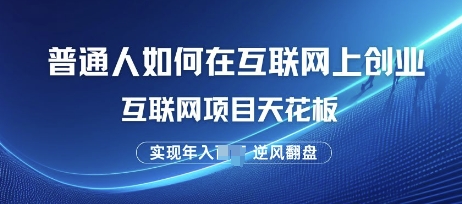 普通人如何在互联网上创业，互联网项目天花板，逆风翻盘|云雀资源分享