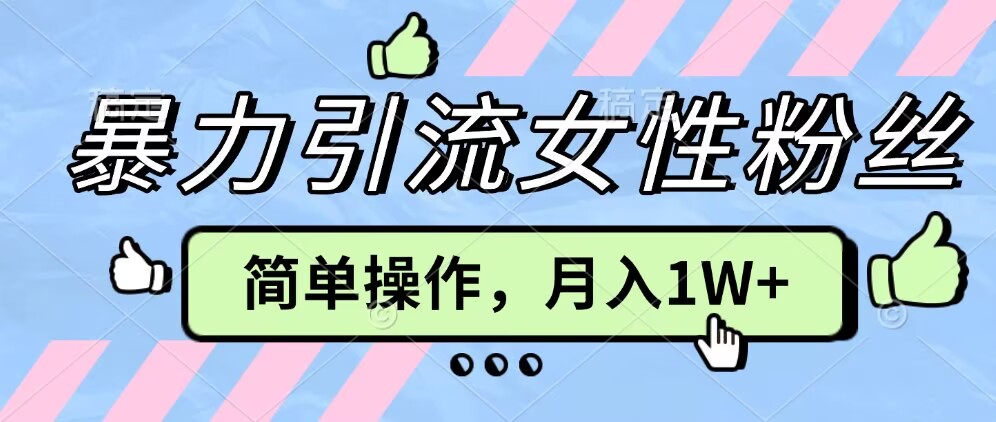 操作“零难度”小众项目，疯狂引流女性粉丝，月入轻松破 1W+|云雀资源分享