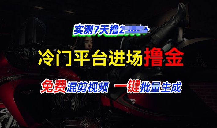 全新冷门平台视频，快速免费进场搞米，通过混剪视频一键批量生成，实测7天撸上千|云雀资源分享