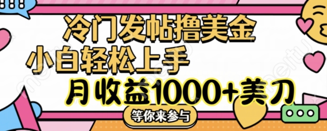 冷门发帖撸美金项目，月收益1000 美金，简单无脑，干就完了【揭秘】