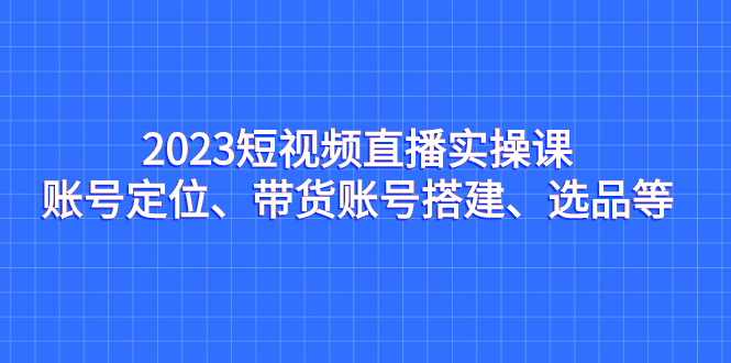 2023短视频直播实操课，账号定位、带货账号搭建、选品等|云雀资源分享