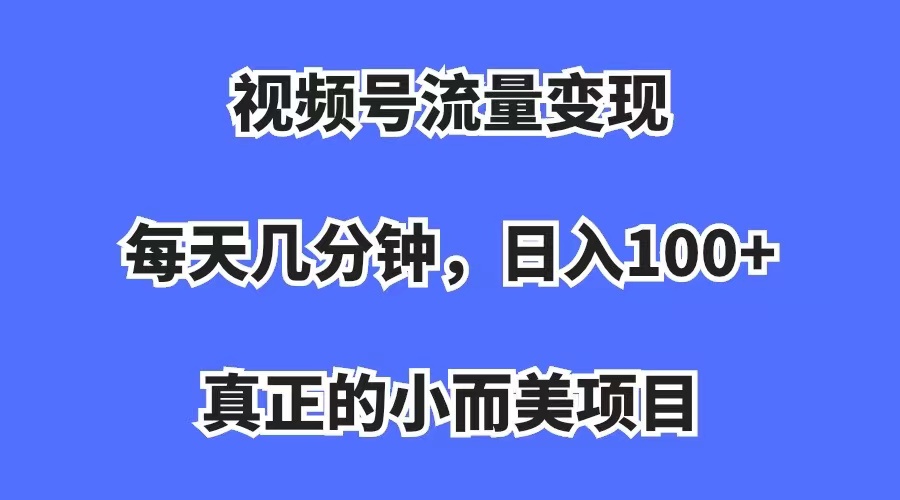 微信视频号数据流量变现，每日数分钟，收益100 ，真正意义上的小而精新项目|云雀资源分享