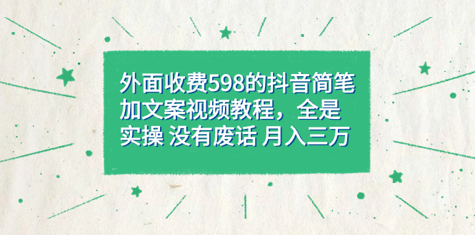 外边收费标准598抖音简笔加文案教程，都是实际操作 并没有空话 月入三万（实例教程 材料）|云雀资源分享