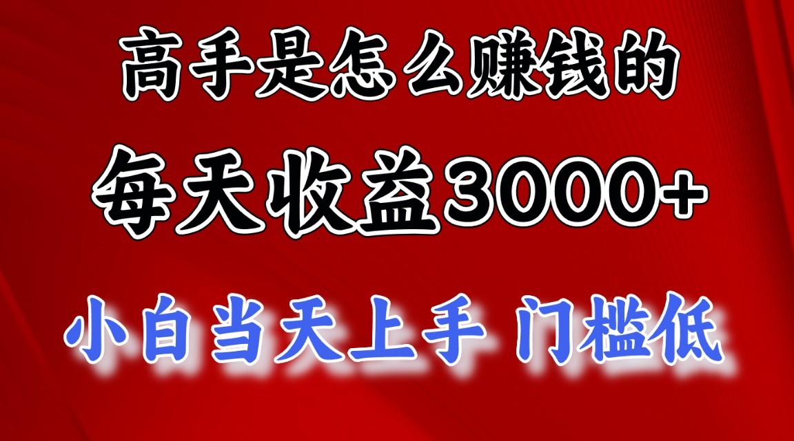 高手是怎么赚钱的，一天收益3000+，闷声发财项目，不是一般人能看懂的|云雀资源分享