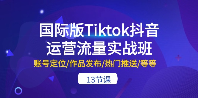 国际版Tiktok抖音运营流量实战班：账号定位/作品发布/热门推送/等等（13节）|云雀资源分享