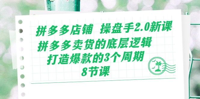 拼多多店铺操盘手2.0新课，拼多多卖货的底层逻辑，打造爆款的3个周期（8节）|云雀资源分享