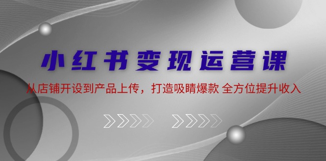 小红书变现运营课：从店铺开设到产品上传，打造吸睛爆款 全方位提升收入|云雀资源分享