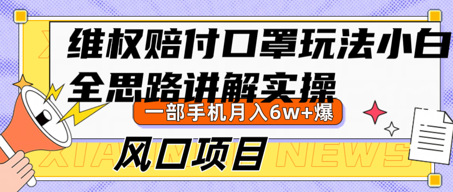 维权赔付口罩玩法，小白也能月入6w+，风口项目实操|云雀资源分享