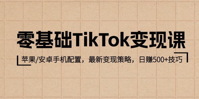 零基础TikTok变现课：苹果/安卓手机配置，最新变现策略，日赚500+技巧|云雀资源分享