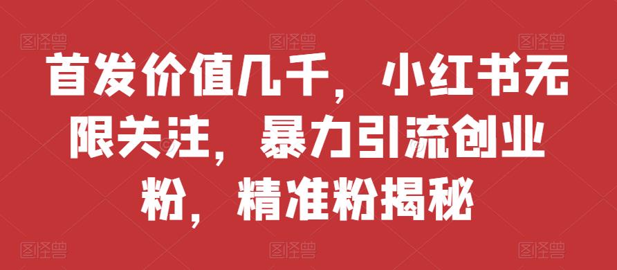 先发使用价值好几千，小红书的无尽关心，暴力行为引流方法自主创业粉，精准粉揭密|云雀资源分享