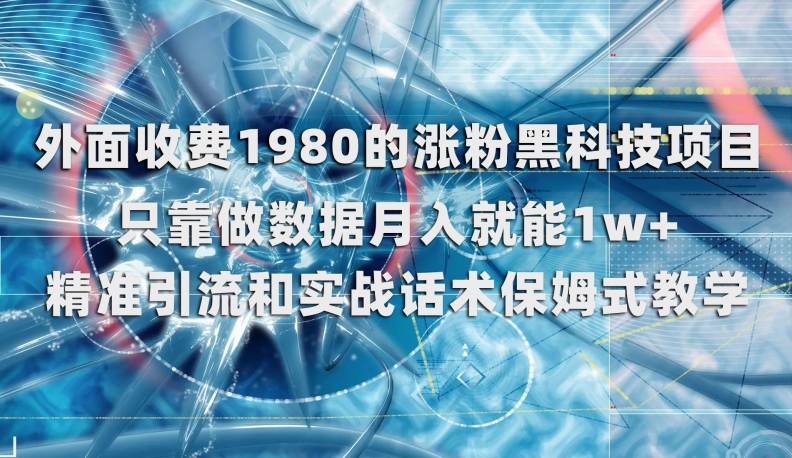 外边收费标准1980的增粉高科技新项目，仅靠做数据月入就可1w 【揭密】|云雀资源分享