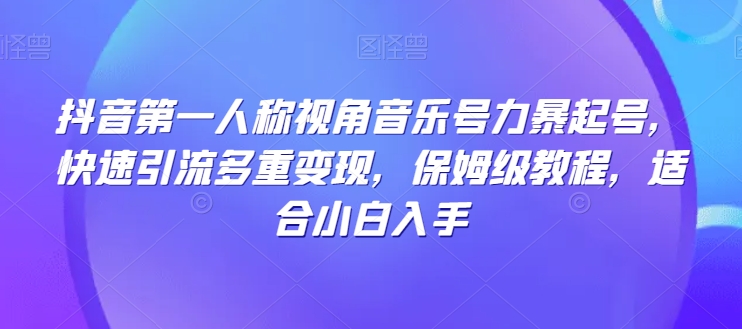 抖音第一人称视角音乐号力暴起号，快速引流多重变现，保姆级教程，适合小白入手|云雀资源分享