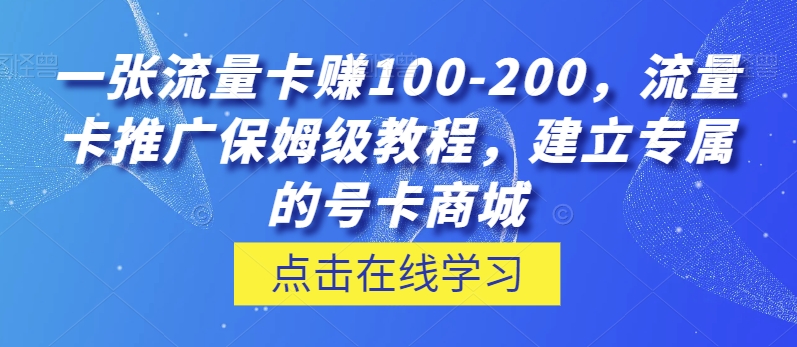 一张流量卡赚100-200，流量卡推广保姆级教程，建立专属的号卡商城|云雀资源分享