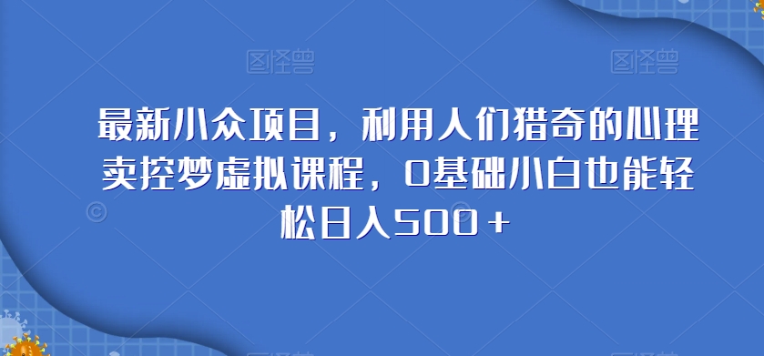 最新小众项目，利用人们猎奇的心理卖控梦虚拟课程，0基础小白也能轻松日入500＋|云雀资源分享